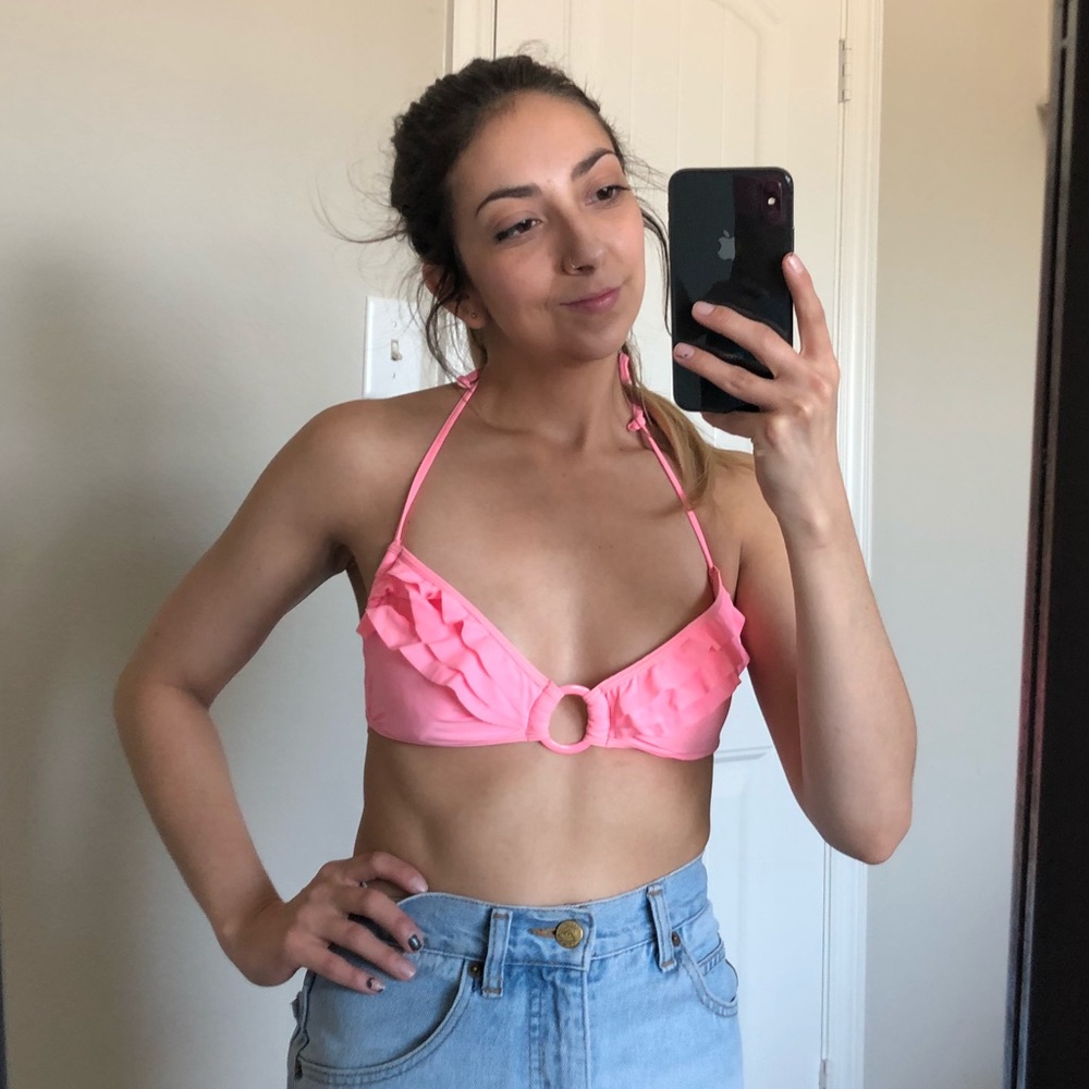 Light pink ruffle bikini top